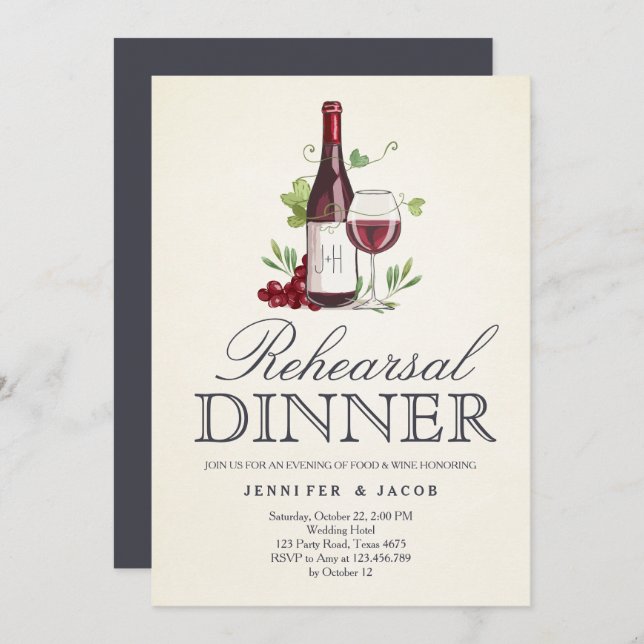 Wine Tasting Rehearsal Dinner Invitation Country (Front/Back)