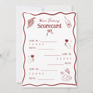 Wine Tasting Score Card Hand Drawn Scoring Sheet