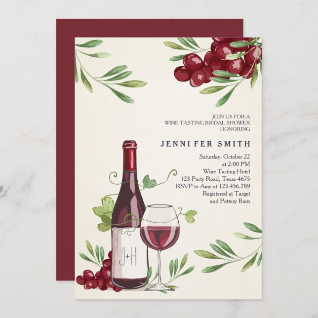 Wine Tasting Shower Invitation Winery Country Barn (Front/Back)