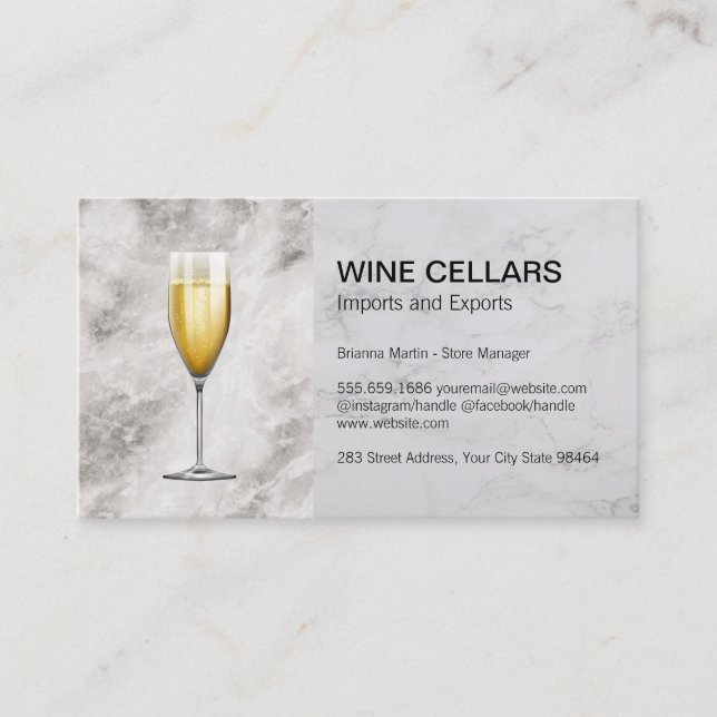 Wine Tasting | Sommelier | Marble Appointment Card (Front)