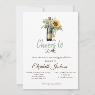 Wine Tasting Vintage Sunflowers Bridal Shower Invitation