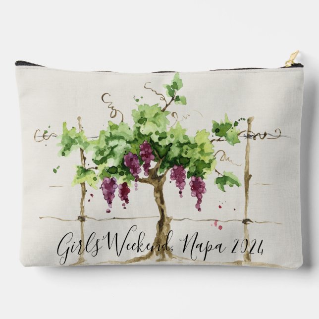 Wine Tasting Winery Vineyard Girls’ Weekend Accessory Pouch (Back)