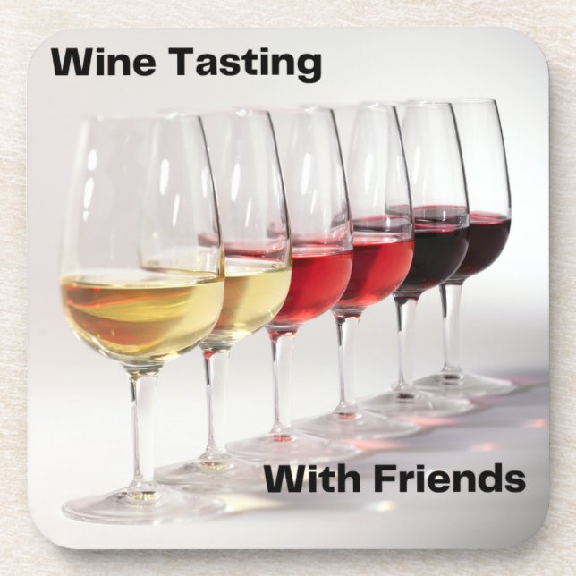 Wine Tasting with Friends on a  Coaster (Front)