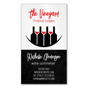 Wine Tastings   Bottles and Glasses  Magnetic Business Card