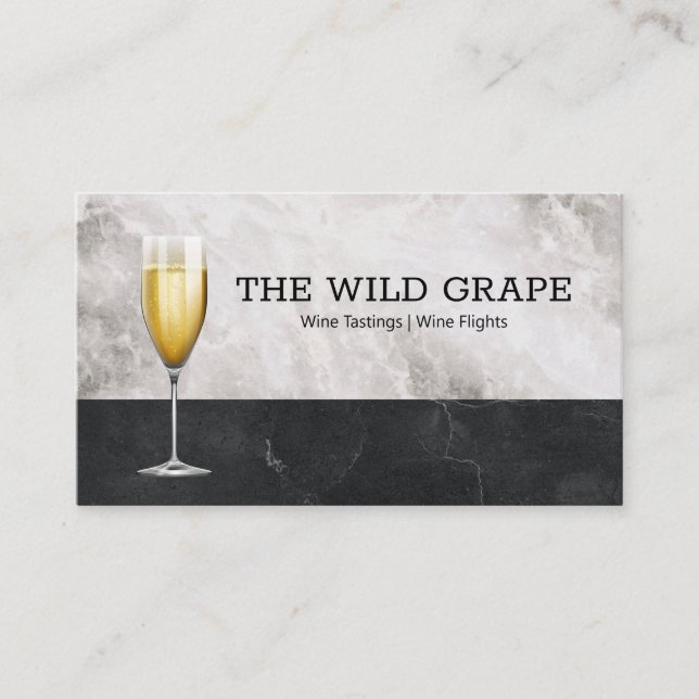 Wine Tastings | Marble | Wine Flights | Wine Flute Business Card (Front)