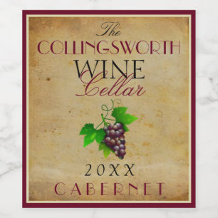 Wine Template Elegant Vintage Purple Grapes Custom Wine Label