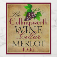 Wine Template Elegant Vintage Purple Grapes Custom