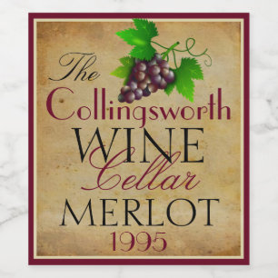 Wine Template Elegant Vintage Purple Grapes Custom Wine Label