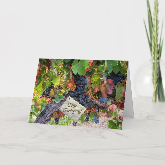 Wine Thanksgiving Harvest Fall Vineyard Card (Front)