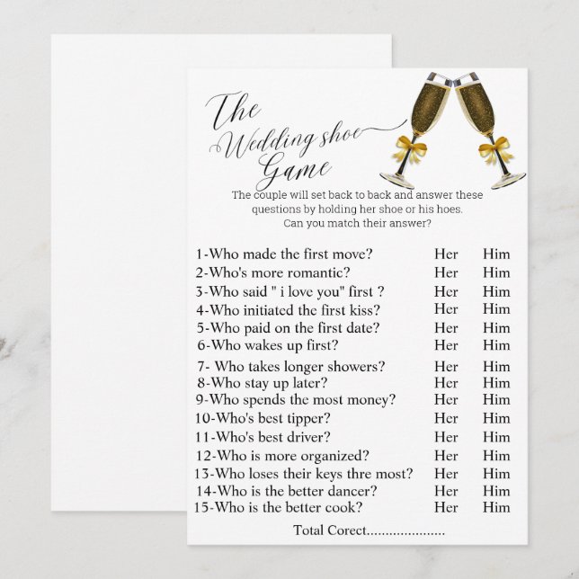 Wine The wedding shoe game bridal shower games  Thank You Card (Front/Back)