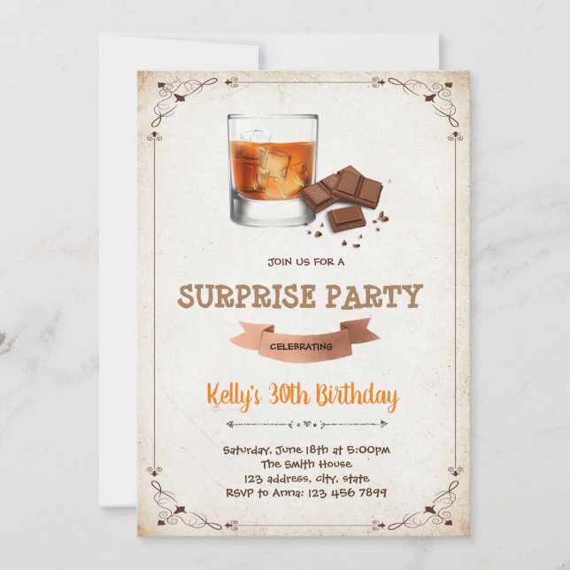 Wine theme adult birthday invitation (Front)