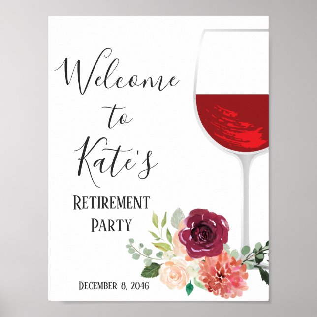 Wine theme, adult party, welcome sign (Front)