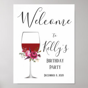 Wine theme, adult party, welcome sign
