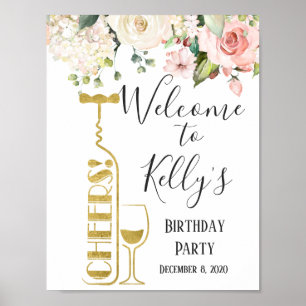 Wine theme, adult party, welcome sign