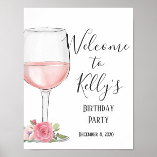 Wine theme, adult party, welcome sign