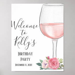 Wine theme, adult party, welcome sign