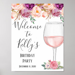 Wine theme, adult party, welcome sign