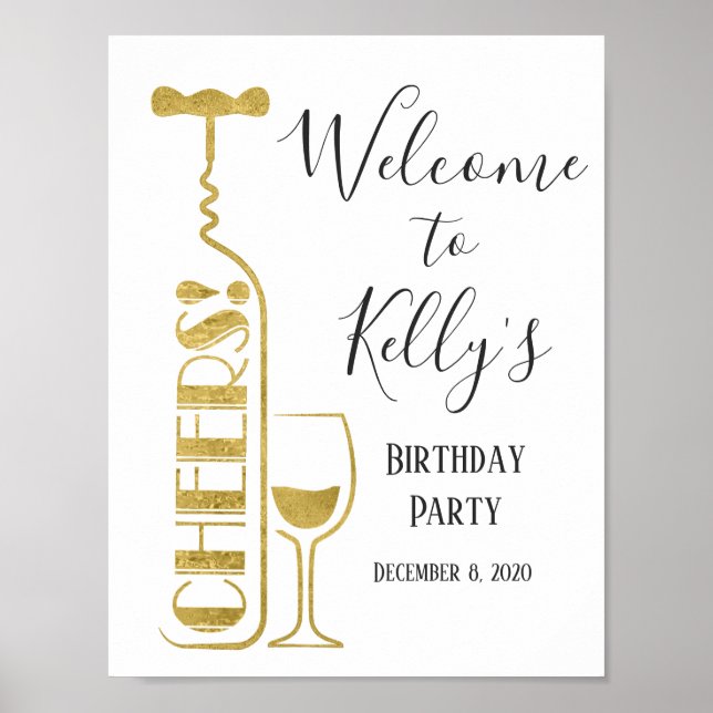Wine theme, adult party, welcome sign (Front)