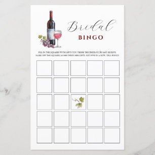 Wine Theme Bridal Bingo  Shower games