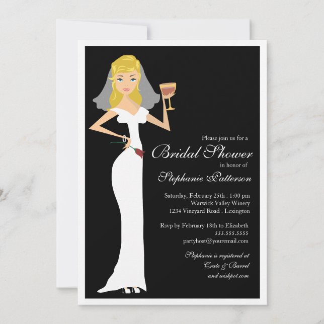 Wine Theme Bridal Shower Celebration Invitation (Front)
