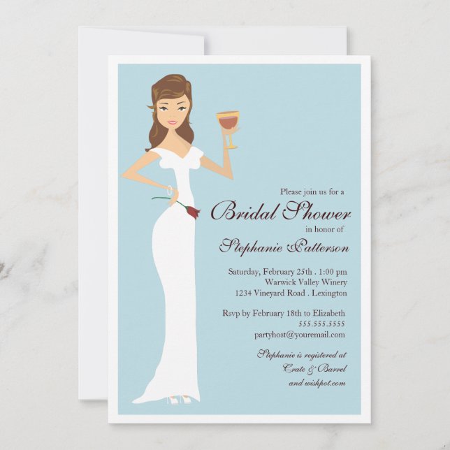 Wine Theme Bridal Shower Celebration Invitation (Front)