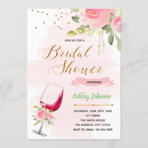 Wine theme bridal shower invitation