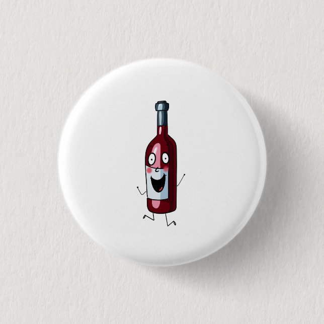 Wine theme, red wine, bottle of wine 3 cm round badge (Front)
