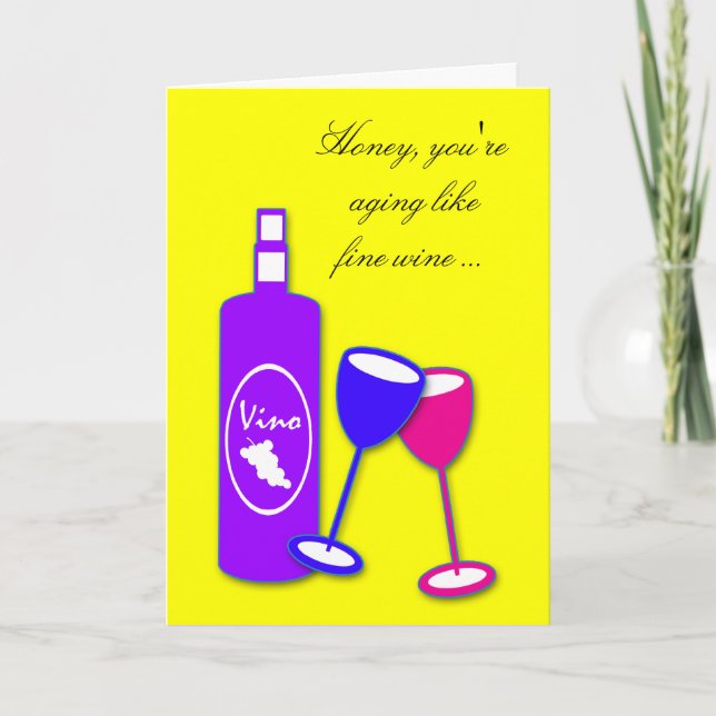 Wine Theme Romantic Partner Birthday Greeting Card (Front)