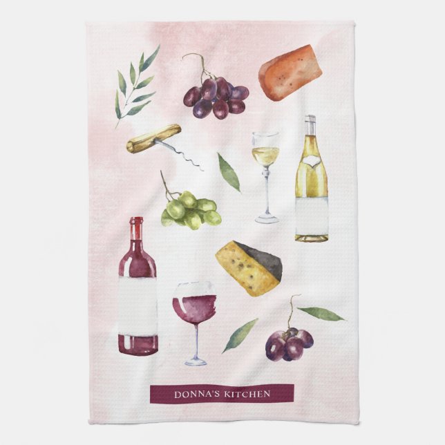 Wine Theme Tea Towel (Vertical)