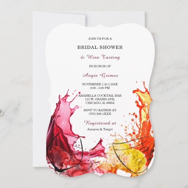 Wine-themed Bridal Shower invitations  (Front)