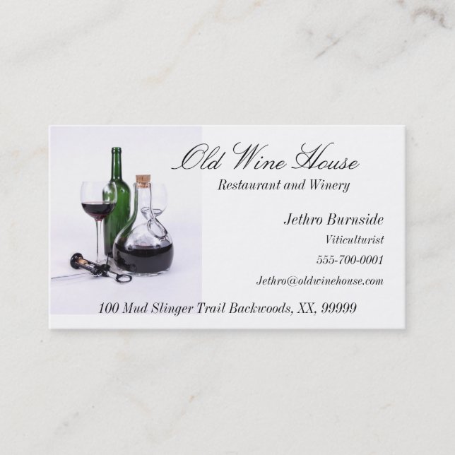 Wine Themed Business Cards (Front)