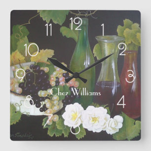 Wine themed Personalised Square Wall Clock