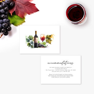 Wine Themed Watercolor Wedding Accommodations Card