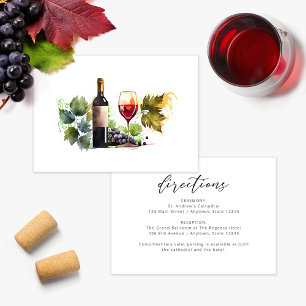 Wine Themed Watercolor Wedding Directions Card