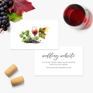 Wine Themed Watercolor Wedding Website Card