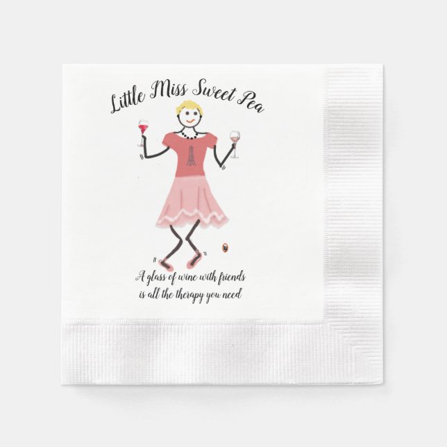 Wine Therapy Little Miss Sweet Pea cocktail Napkin (Front)