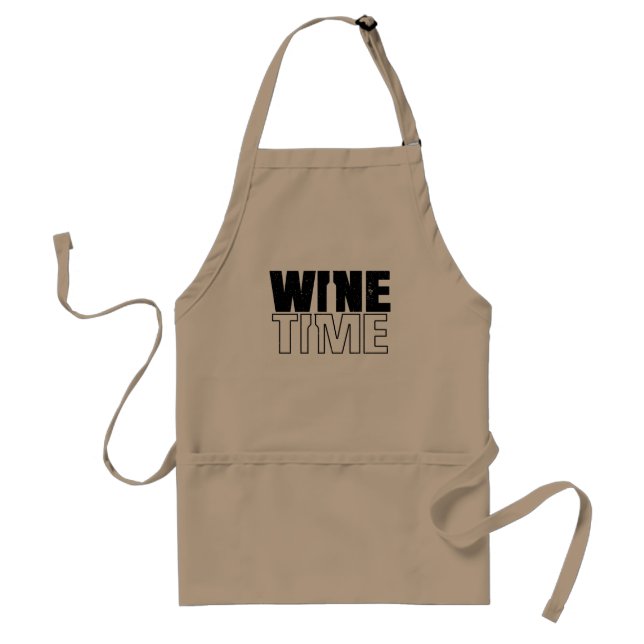 Wine Time: distressed typography with wine bottle Standard Apron (Front)