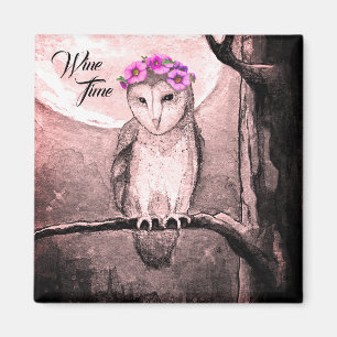 Wine Time Owl Magnet
