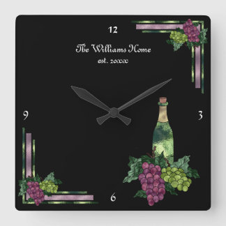 Wine Time Personalised Square Wall Clock