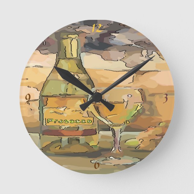 Wine Time, Prosecco Round Clock (Front)