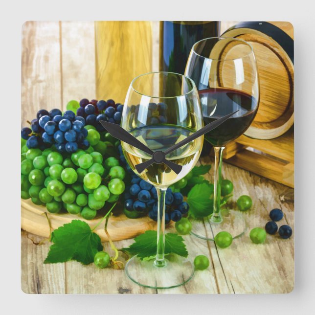 Wine Time Square Wall Clock (Front)
