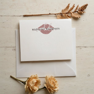 Wine Tinted Lips Calligraphy Script Card