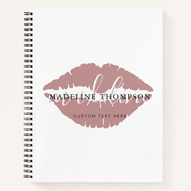 Wine Tinted Lips Calligraphy Script QR code Notebook (Front)