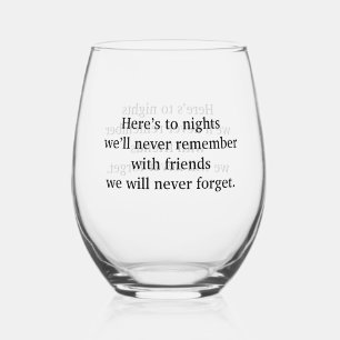 Wine Toast  Stemless Wine Glass