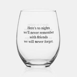 Wine Toast  Stemless Wine Glass