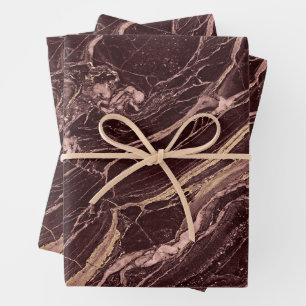 Wine Tone Marble Modern Refined Aesthetic Wrapping Paper Sheet