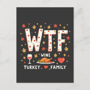 WIne Turkey Family Funny Thanksgiving  Postcard