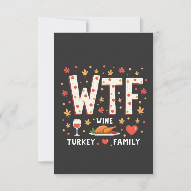 WIne Turkey Family Funny Thanksgiving  Thank You Card (Front)