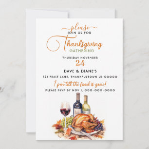 Wine & Turkey Thanksgiving Gathering  Invitation