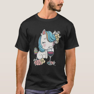 Wine Unicorn Glass of Wine Drinking Party Wine Tas T-Shirt